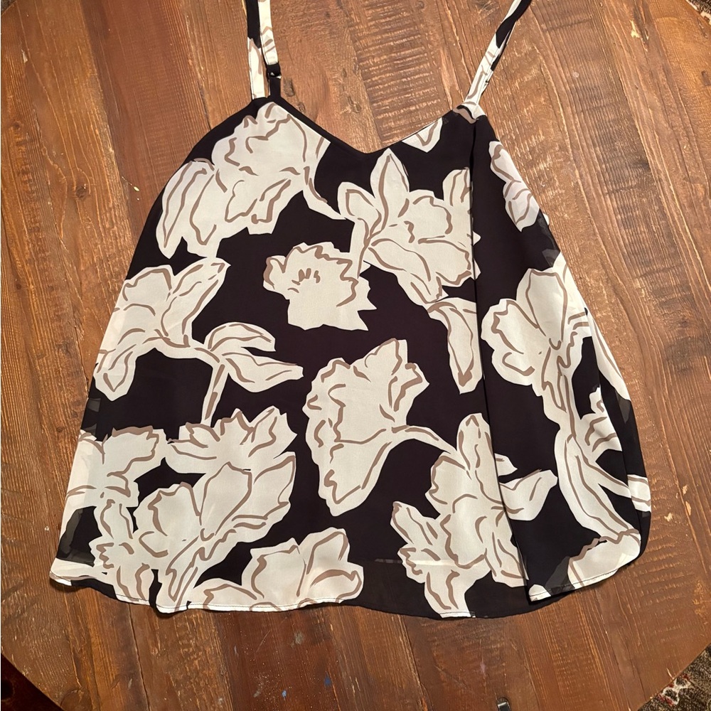 Torrid Black and Cream Floral Camisole